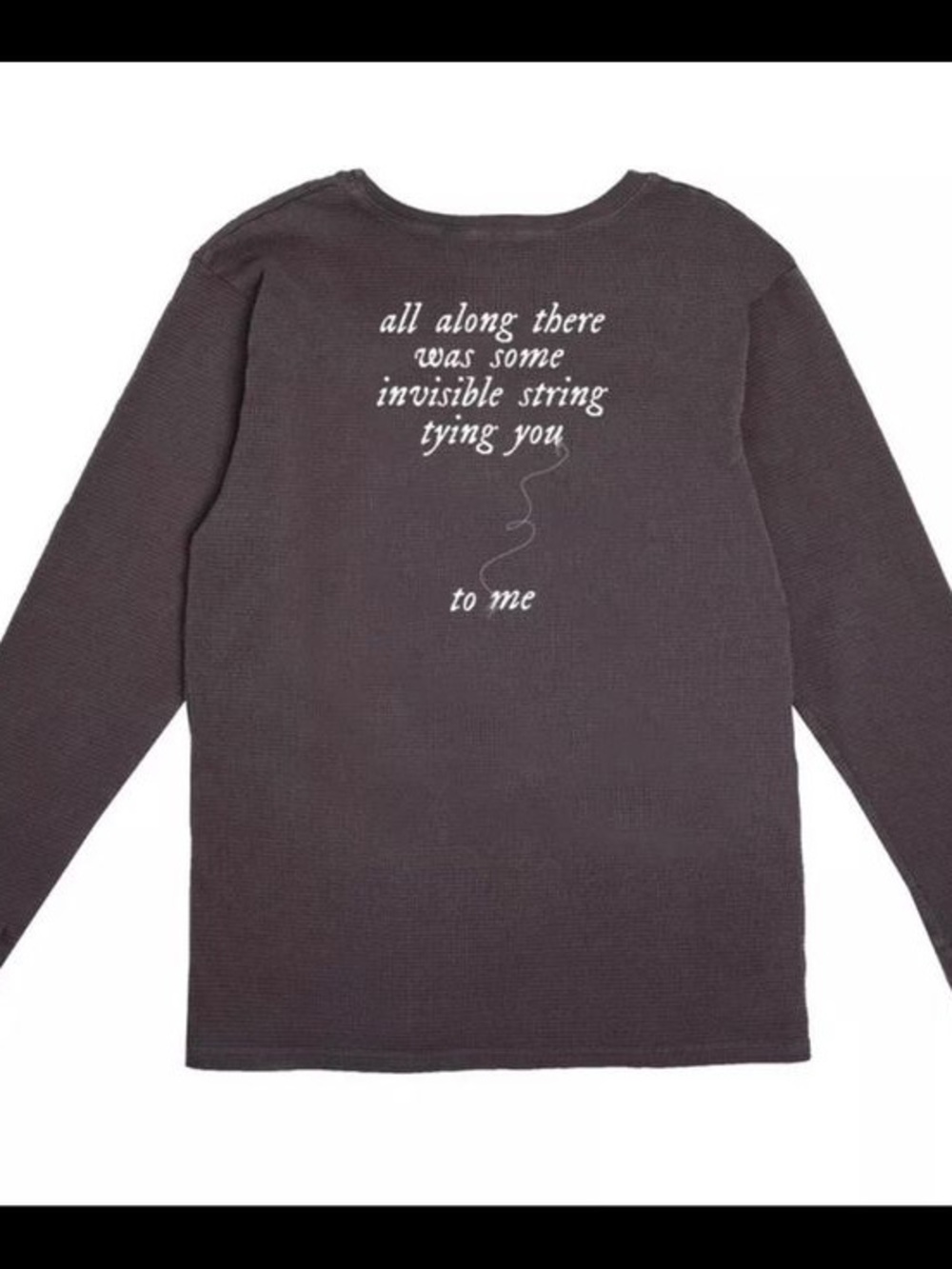 Taylor Swift Holiday Core INVISIBLE STRING Lyrics Gray Long Sleeve Thermal SZXL